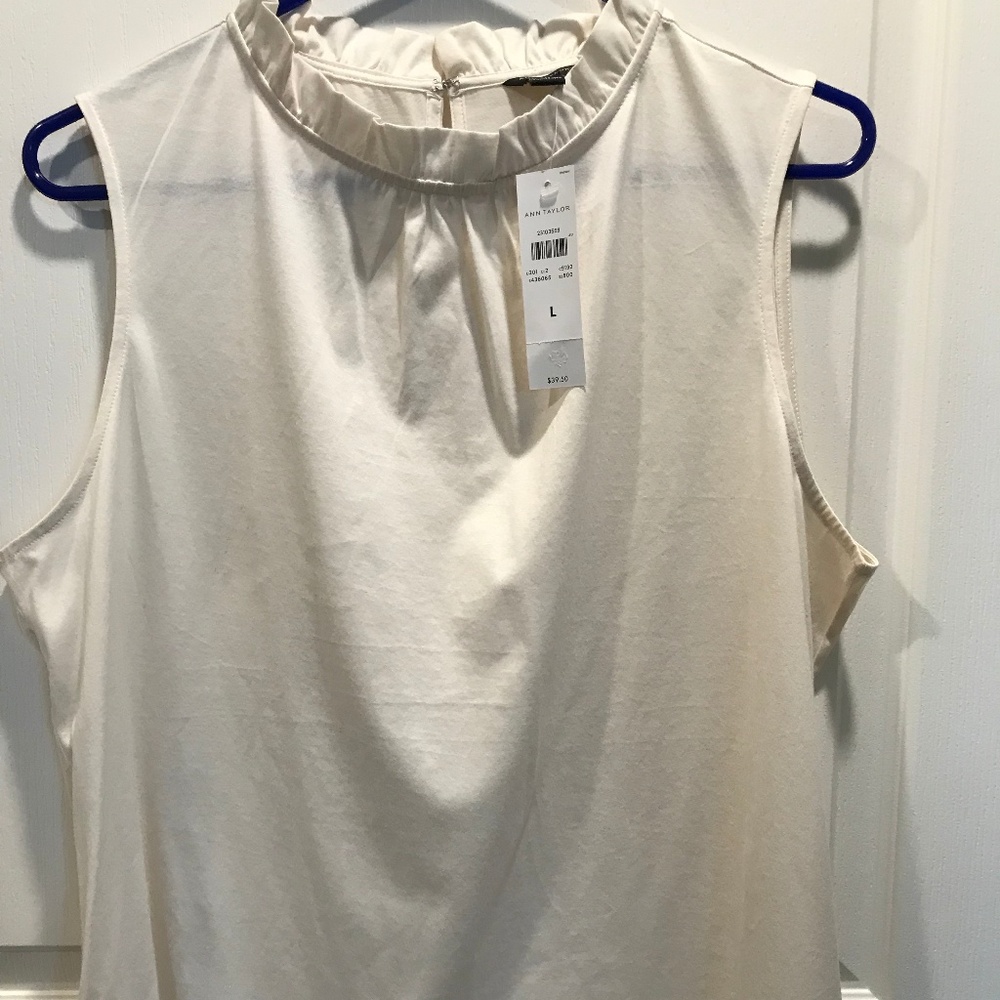 New With Tags. Ann Taylor Ruffle Neck Shell-Large